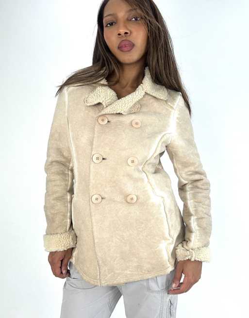 Vintage suede style jacket in cream