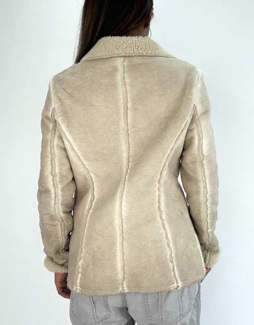Vintage suede style jacket in cream, 2 of 4