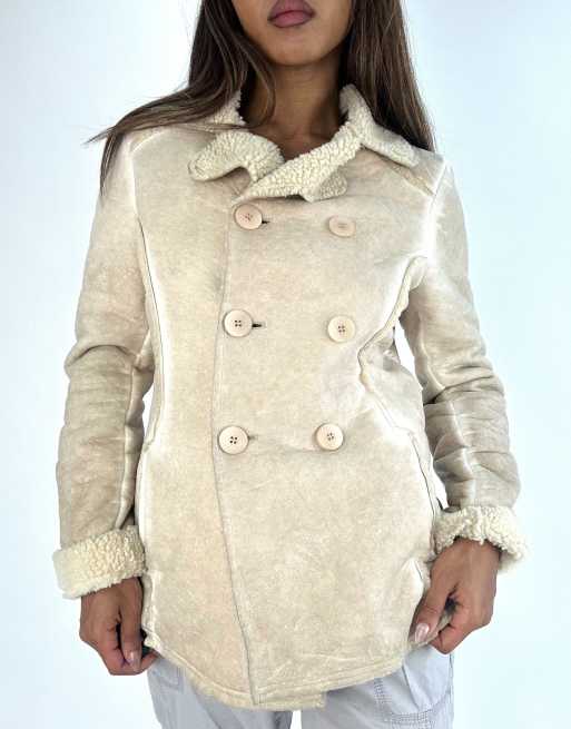 Vintage suede style jacket in cream, 3 of 4
