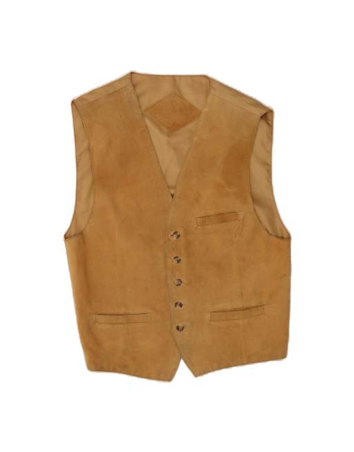 Vintage Suede Waistcoat It 50 Medium In Brown