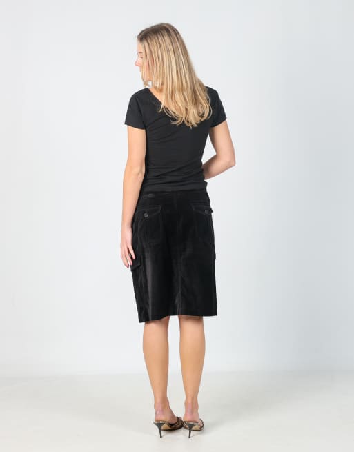 Vintage Sundance 12 woven midi skirt in black, 3 of 4
