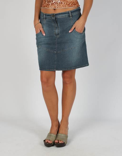 Vintage Sungold Jeans S denim midi skirt in blue, 2 of 4