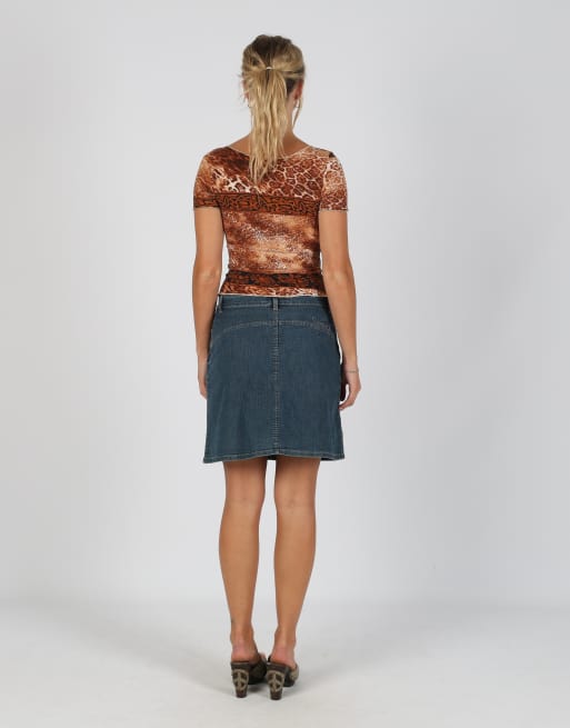 Vintage Sungold Jeans S denim midi skirt in blue, 3 of 4