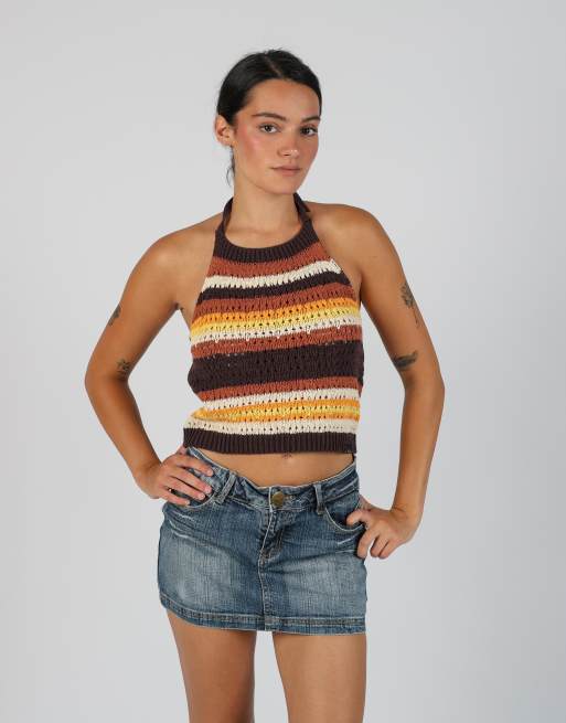 Vintage Superdry S knitted top in brown
