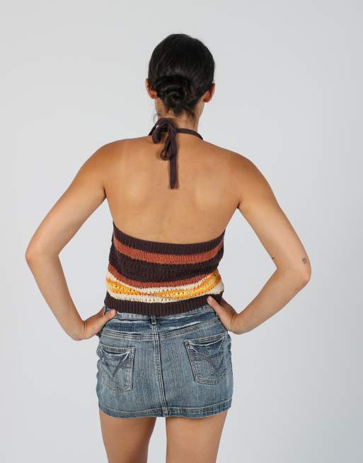Vintage Superdry S knitted top in brown, 2 of 4