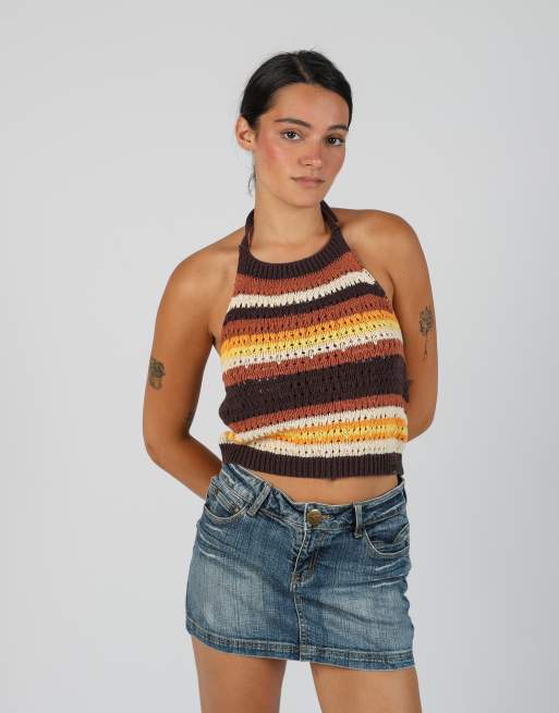 Vintage Superdry S knitted top in brown, 3 of 4