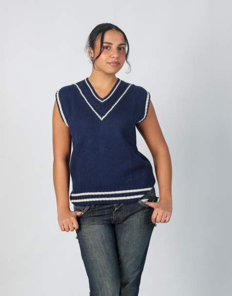 Vintage Superga L knitted jumper in navy blue - view 1