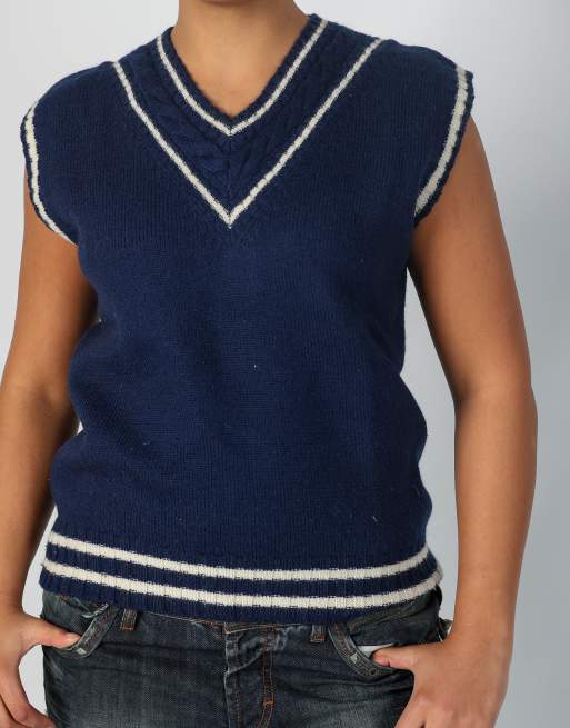 Vintage Superga L knitted jumper in navy blue, 4 of 4