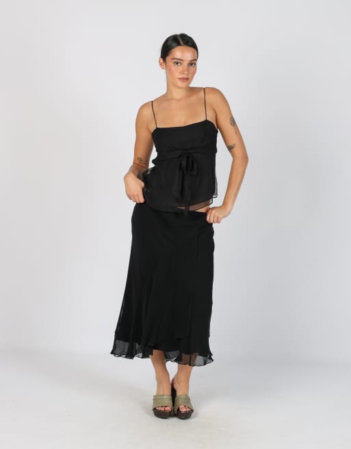 Vintage Superior S woven midi skirt in black, 1 of 4