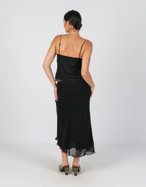 Vintage Superior S woven midi skirt in black, 3 of 4