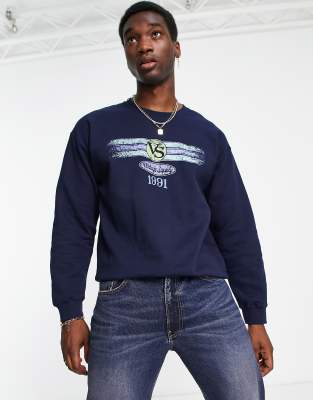 Vintage Supply 1991 collegiate sweat in navy - ASOS Price Checker