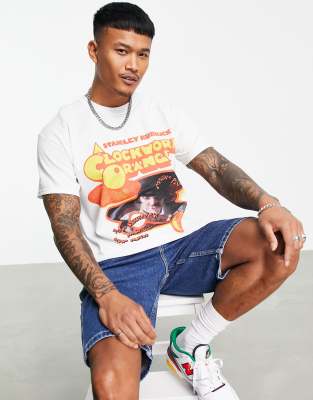 white orange graphic tee