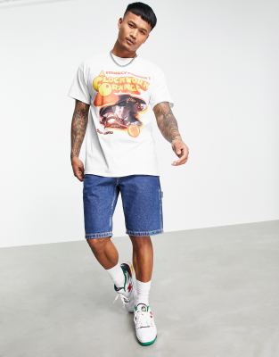 white orange graphic tee