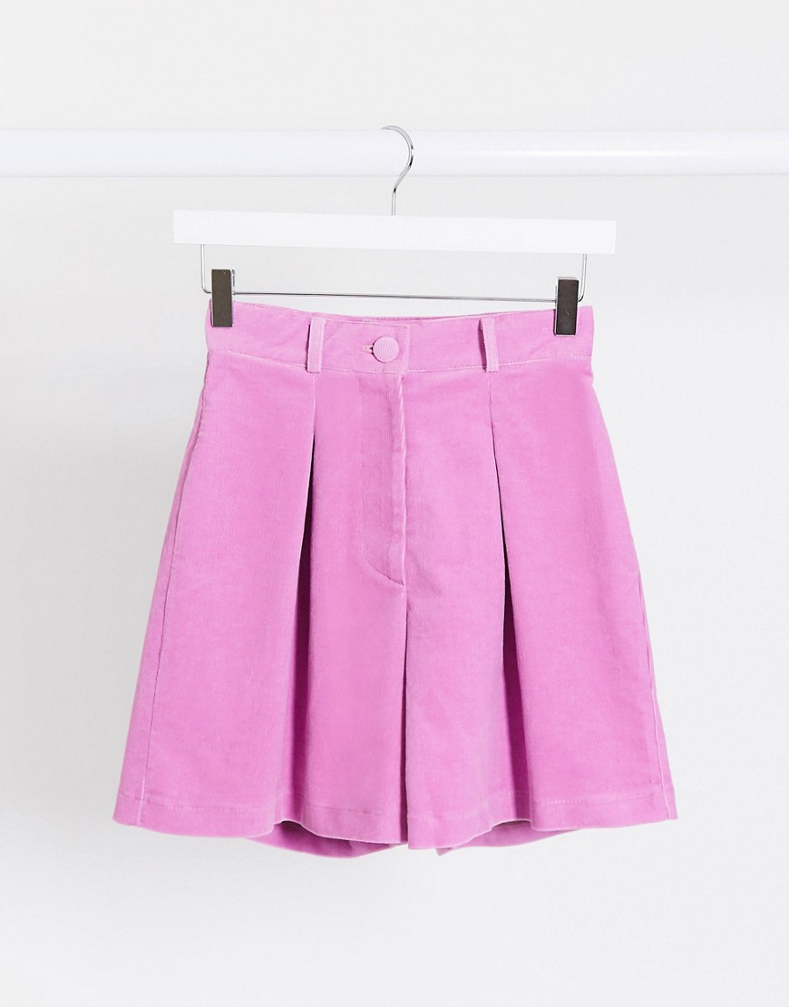 Vintage Supply - Afslappede longline dad-shorts i fløjl-Pink