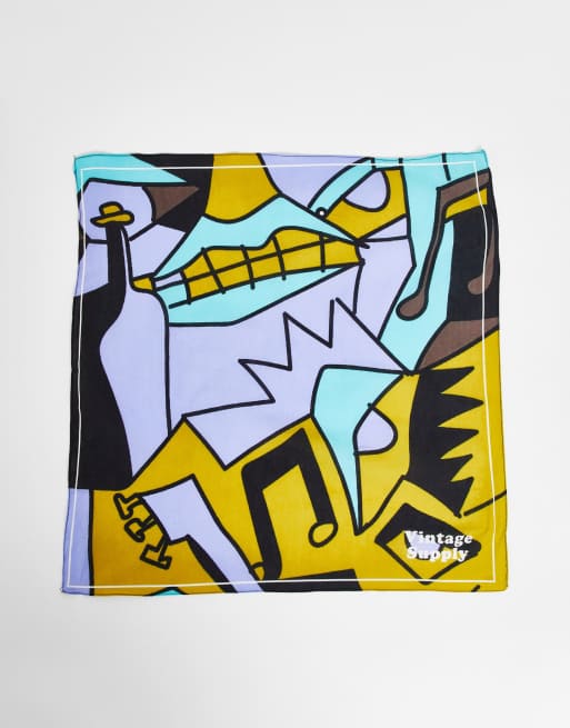 Vintage Supply art deco bandana in blue