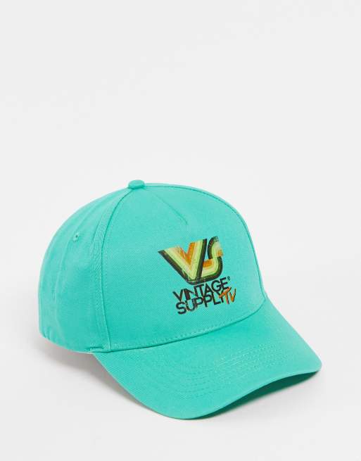 Vintage Supply - Baseballpet in groen met TV-print