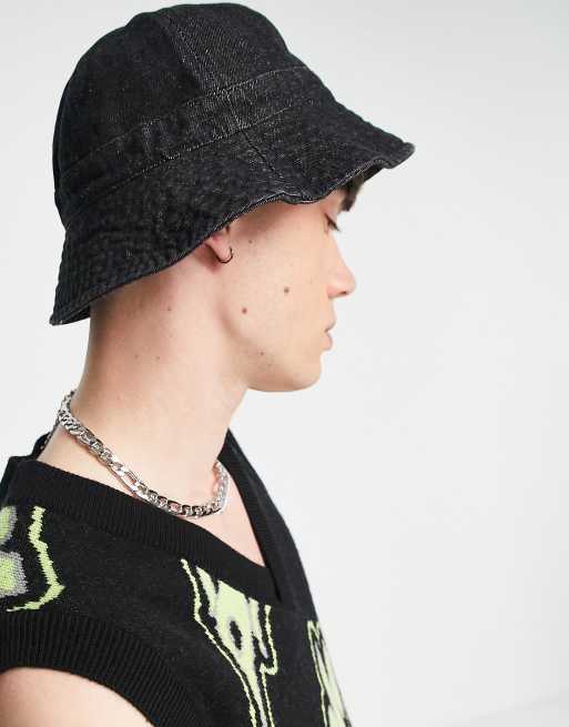 Vintage Supply Bell Bucket hat in zwart denim