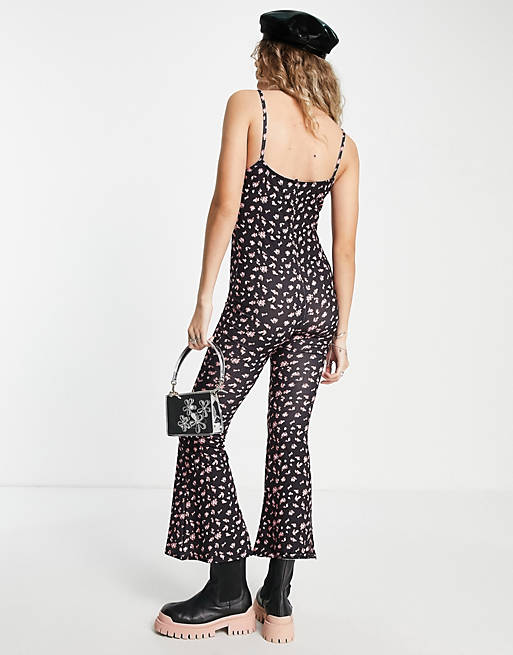 Women Vintage Supply bow detail jumpsuit in floral 
