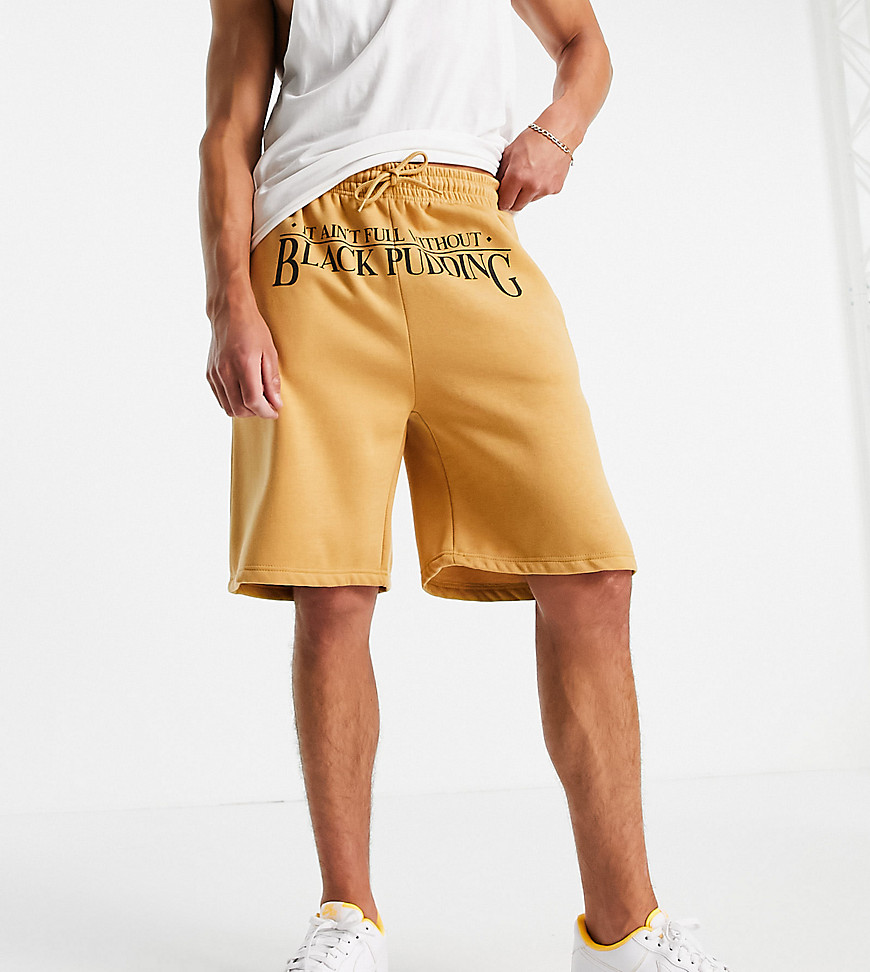 Vintage Supply breakfast supply set shorts in gold exclusive at ASOS