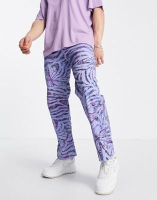 Vintage Supply butterfly overdye jeans in purple - ASOS Price Checker