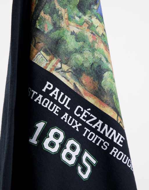 Vintage Supply - Cezanne - T-shirt nera con stampa college sulla schiena, 3 di 4