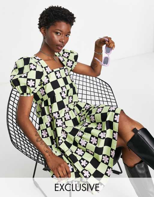 Checkered print dress top