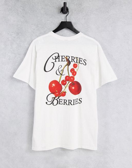 Vintage Supply cherries & berries print t-shirt in white | ASOS