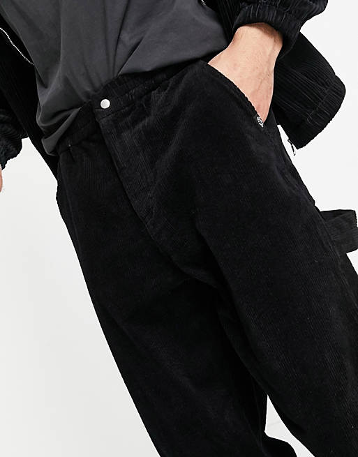 Trousers & Chinos Vintage Supply corduroy carpenter trousers in black 
