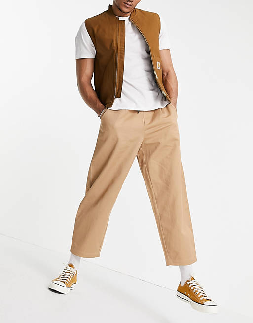 Vintage Supply cotton twill joggers in sand