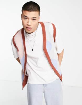 Vintage Supply curly faded cardigan in multi