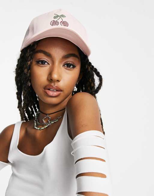 Vintage Supply diamante cherry trucker hat