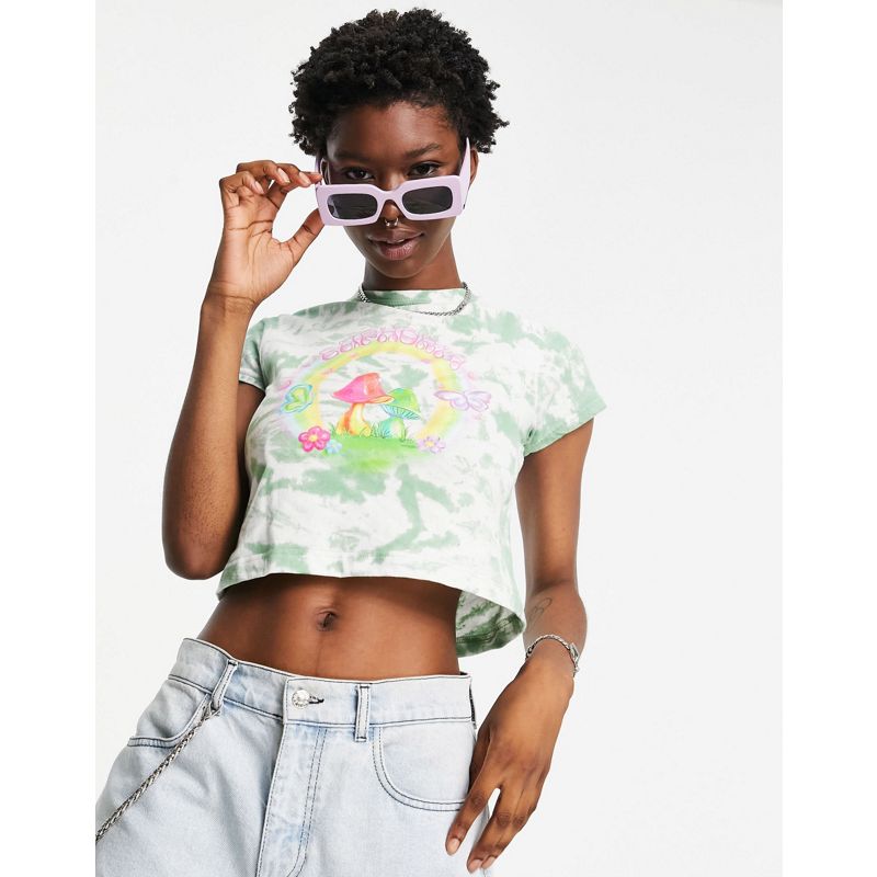 Top Donna Vintage Supply - Euphoria - T-shirt corta con stampa tie-dye multicolore 