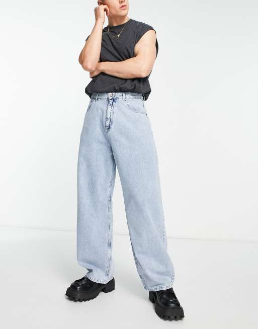 Vintage Supply - Extra baggy jeans in lichte wassing