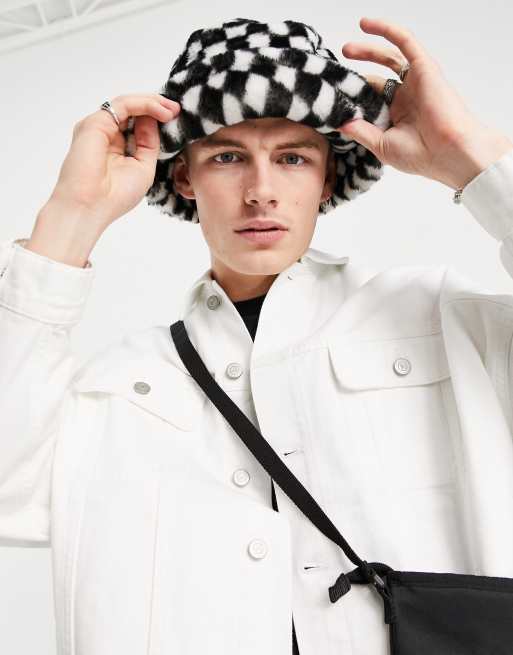 white faux hat