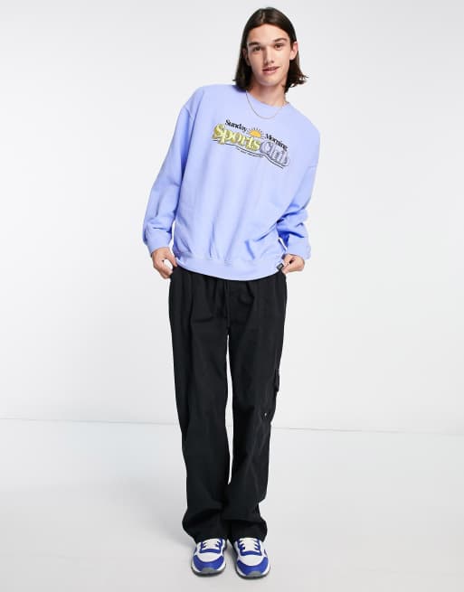 Vintage Supply - Felpa blu con stampa 