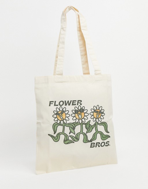 Vintage Supply flower bros tote bag in ecru