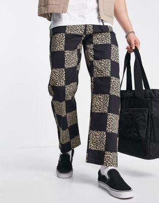 Vintage Supply leopard checkerboard jeans in black - ASOS Price Checker