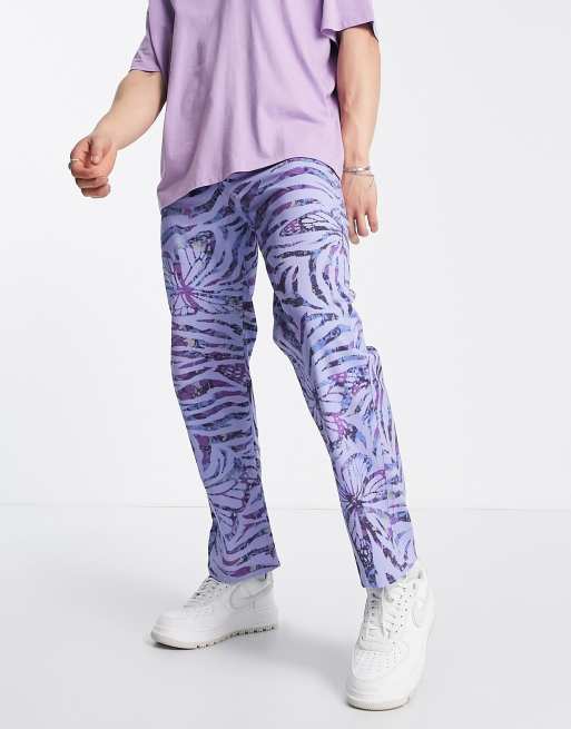 Vintage Supply - Jean surteint à motif papillons - Violet