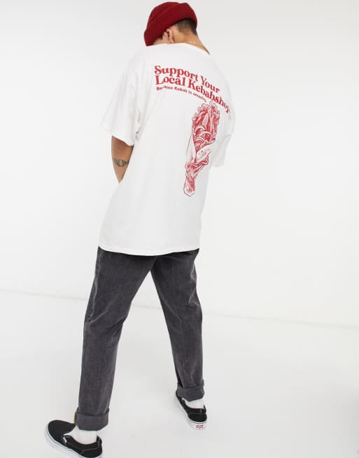 Vintage Supply kebab nation t shirt in white