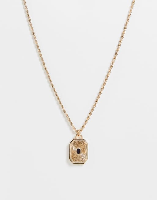 Vintage Supply - Ketting met gegraveerd hangertje in goudkleur