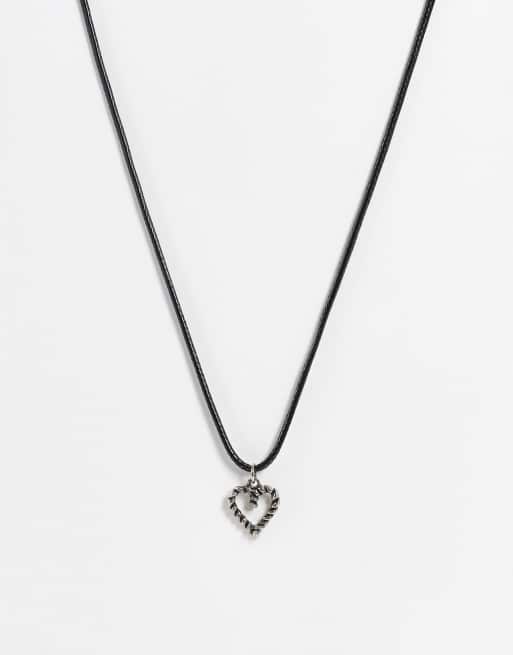 Vintage Supply - Ketting met touw en gedraaid hartvormig hangertje