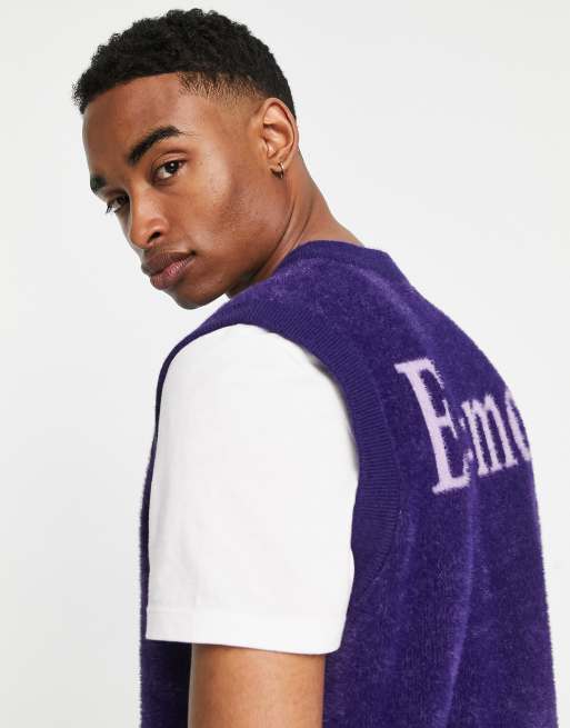 Vintage Supply knitted vest in blue with Einstein print | ASOS