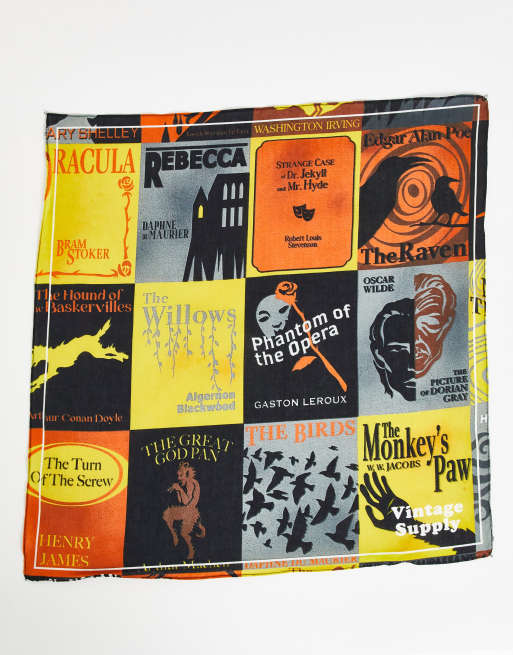 Vintage Supply – Kolorowa bandana z motywem książek
