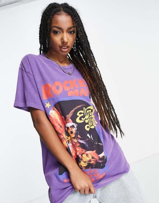 Vintage Supply – Lilatvättad t-shirt i oversize med 