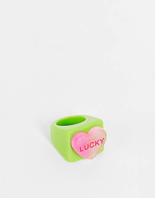 Vintage Supply lucky ring in lime resin