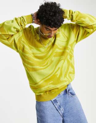 Vintage Supply marble knitted jumper in green - ASOS Price Checker