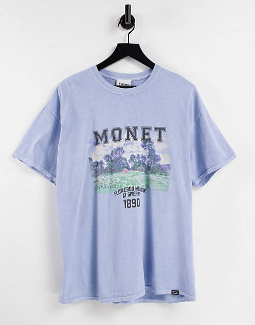  Vintage Supply monet varsity t-shirt in blue 
