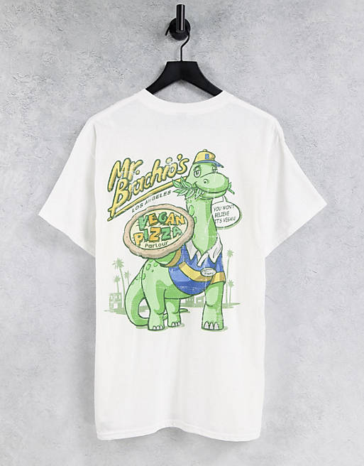 Vintage Supply mr brachio's vegan pizza t-shirt in white
