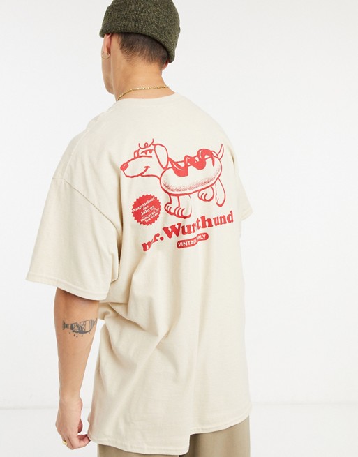 Vintage Supply mr wursthund t-shirt in off white