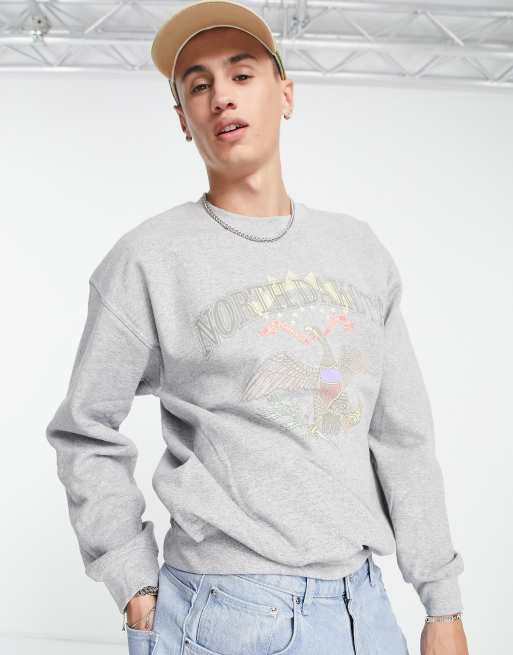 Vintage Supply North Dakota collegiate sweatshirt in gray ASOS
